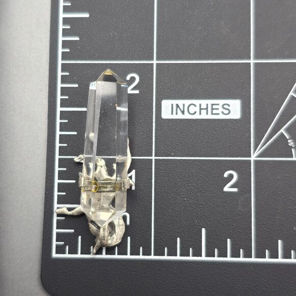 VTG Sterling Silver Unicorn Pendant 2" Clear Quartz Point Brazil Fantasy Crystal - Picture 8 of 12